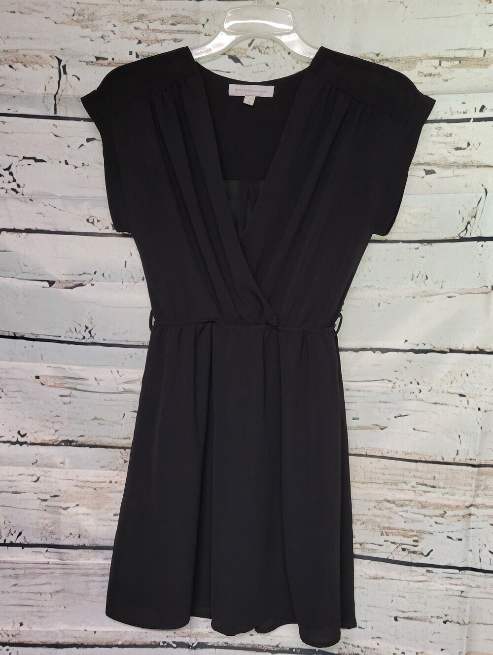 Monteau Los Angeles Black Faux Wrap Dress Size Medium